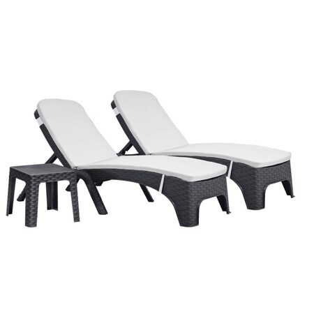 Rainbow Outdoor Roma 3-Piece Chaise Lounger Set w/cushion-Anthracite RBO-ROMA-ANT-3CL-CUSH-CRM